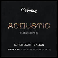 VESTON A1152B Струны для акустической гитары, натяжение Super Light, оплетка бронза фосфорная