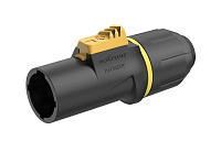 ROXTONE RAC3MWP yellow ring Разъем кабельный типа powercon, пыле- и влагозащищенный (IP65), 3-контактный, "male", черный с желтым кольцом