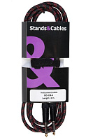 STANDS & CABLES GC-039-3  кабель распаянный инструментальный в тканевой оплетке Jack-Jack,3 м. разъемы позолоченные, разборные