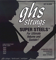 GHS XL5000 Струны для бас-гитары, 30-50-70-90, круглая обмотка, нержавеющая сталь с покрытием