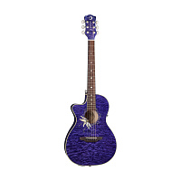 Luna FLO PF QM Lefty passionflowers   электроакустическая гитара дредноут с вырезом, левосторонняя