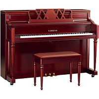 YAMAHA M2SM  акустическое пианино 110см., сатинированное, цвет SM - красное дерево, с банкеткой