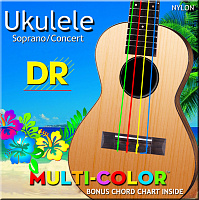 DR UMCSC  струны для укулеле сопрано/концерт, нейлон, разноцветные (зелёный, красный, жёлтый, синий), MULTI-COLOR™