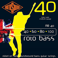 ROTOSOUND RB40 NICKEL (UNSILKED) 40 60 80 100 струны для басгитары, никелевое покрытие, 40-100