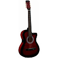 TERRIS TF-3802C RD  акустическая фолк-гитара с вырезом, цвет красный