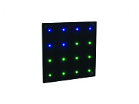 Eurolite LED Pixel Panel 16 DMX   декоративная панель для создания видеоэффектов на стенах, на полу и т.п., 16 точечных RGB светодиодов, угол обзора 120°, размер 25 х 25 см, толщина 5 см, управление - DMX 48 каналов, либо автономная работа (22 программы с