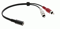 Kramer C-A35F/2RAM-1  кабель-переходник для стереофонического аудиосигнала с разъема mJack 3.5 мм (розетка) на два разъема RCA (вилки). Длина 0.3 м