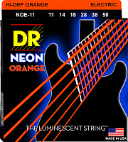 DR NOE-11  струны для электрогитары, калибр 11-50, серия HI-DEF NEON™, обмотка никелированная сталь, покрытие люминесцентное