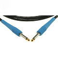 KLOTZ KIKC6.0PP2 готовый гитарный (инструментальный) кабель чёрного цвета, прямые разъёмы KLOTZ Mono Jack (голубого цвета) с позолоченными контактами, длина 6 м