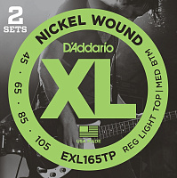 D'ADDARIO EXL165TP 2 комплекта струн D'ADDARIO EXL165 для 4-струнной бас гитары