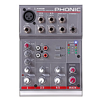 Phonic AM 55 Микшерный пульт 5-и канальный с 1 микр/лин + 2 стерео канала