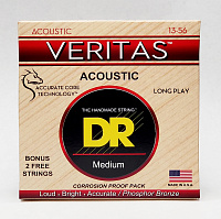 DR VTA-13 струны для акустической гитары, калибр 13-56, серия VERITAS™, обмотка фосфористая бронза, покрытие сверху корда
