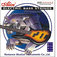 ALICE A606-L струны для 4-струнной бас-гитары, сталь, оплетка никель, 40-95