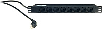 K&M 28670-000-55 рэковый сетевой распределитель, 8 евро разъемов, 230В/50Гц, 16A, кабель 2 м, высота 1U