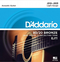 D'ADDARIO EJ11 струны для акустической гитары, бронза, 80/20, Light, 12-53
