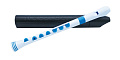 NUVO Recorder+ White/Blue with hard case блокфлейта сопрано, строй С, барочная система, накладка на клапаны, материал АБС пластик, цвет белый/голубой