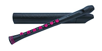 NUVO Recorder+ Black/Pink with hard case блокфлейта сопрано, строй С, немецкая система, накладка на клапаны, материал АБС пластик, цвет черный/розовый