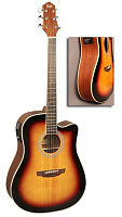 FLIGHT AD-200 CEQ 3TS  электроакустическая гитара с вырезом, цвет санберст, скос под правую руку