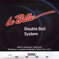 LA BELLA S500L - струны для безголовой бас-гитары 4 струнной - Light (043-060-082-104), плоская оплетка, Серия LA BELLA Steinberger