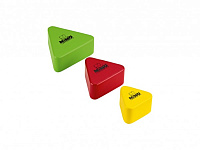 MEINL NINO508-MC  набор из 3 деревянных шейкеров разного размера в форме треугольников. Материал: Бразильская Гевея. Цвета: зеленый, красный, синий