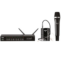AKG DMS Tetrad Mixed Set цифровая радиосистема: 4-канальный приёмник DSR Tetrad, ручной передатчик DHT Tetrad D5, поясной передатчик DPT Tetrad, микрофон C111LP, гитарный кабель MKG L в комплекте
