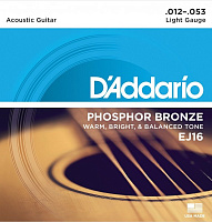 D'ADDARIO EJ16 струны для акустической гитары, фосфор/бронза, Light, 12-53