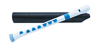NUVO Recorder+ White/Blue with hard case блокфлейта сопрано, строй С, барочная система, накладка на клапаны, материал АБС пластик, цвет белый/голубой