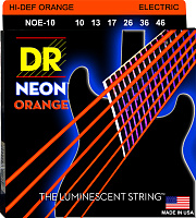 DR NOE-10  струны для электрогитары, калибр 10-46, серия HI-DEF NEON™, обмотка никелированная сталь, покрытие люминесцентное