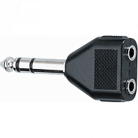 QUIK LOK AD23 адаптер-сплиттер для наушников, 2 выхода Female Stereo Mini Jack 3.5 мм х 1 вход Male Stereo Jack 6.3 мм