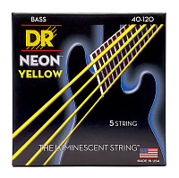 DR NYB5-40 струны для 5-струнной бас-гитары, калибр 40-120, серия HI-DEF NEON™, обмотка никелированная сталь, покрытие люминесцентное
