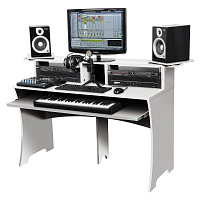 Glorious Workbench White  Рабочее место для компьютерной студии, 2Rack x 4U,место для студийных мониторов, цвет белый