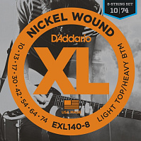 D'ADDARIO EXL140-8 струны для 8-струнной электрогитары, Light/Heavy, никель, 10-74