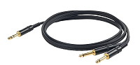 Proel CHLP210LU5 инструментальный кабель, стерео JACK 6.3 мм  2 х моно Jack 6.3 мм, длина 5 метров