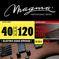 Magma Strings BE135N  Струны для 5-струнной бас-гитары, серия Nickel Plated Steel, калибр: 40-55-75-95-120, обмотка круглая, никелированная сталь, натяжение Extra Light