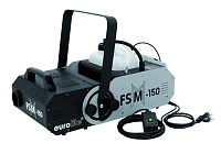 EUROLITE FSM-150    генератор легкого дыма, мощность 1500 Вт, время разогрева 8 мин., до 900 куб.м/мин, емкость 5 л., управление - ручной пульт Д/У и DMX
