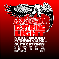 Ernie Ball 2233 струны для 12-струнной электрогитары Nickel Light 12 (9-9.12-12.20w-9.26-12.36-20p.46-26)