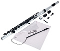 NUVO Student Flute  Silver/Black Флейта, студенческая модель, материал пластик, цвет серебристый/чёрный, в комплекте тряпочка для протирки, смазка, удлиненный клапан cоль, запасные крышки клапанов