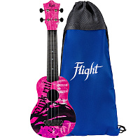 FLIGHT ULTRA S-40 Pink Rules  укулеле сопрано, серия Ultra,  поликарбонат армированный, цвет розовый (с рисунком), рюкзак в комплекте