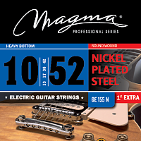 Magma Strings GE155N  Струны для электрогитары, серия Nickel Plated Steel, калибр: 10-13-17-30-42-52, обмотка круглая, никелированная сталь, натяжение Heavy Bottom