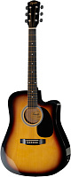 FENDER SQUIER SA-105CE DREADNOUGHT SUNBURST W/FISHMAN PREAMP гитара электроакустическая с пьезозвукоснимателем, цвет санберст