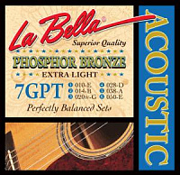 LA BELLA 7GPT  струны для акустической гитары - Extra Light (010-014-020-028-038-050), обм. фосфорная бронза