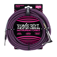 Ernie Ball 6068 кабель инструментальный, прямой / угловой джеки, 7,62 м, цвет чёрный с фиолетовым
