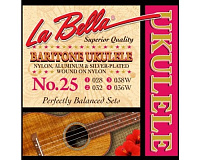 LA BELLA Ukulele 25  струны для укулеле баритон (028-032-038w-036w), черный нейлон