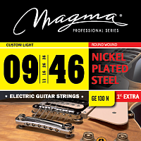 Magma Strings GE130N  Струны для электрогитары, серия Nickel Plated Steel, калибр: 9-11-16-26-36-46, обмотка круглая, никелированная сталь, натяжение Custom Light