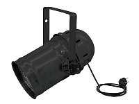 Eurolite LED PAR-56 RGB 36x3W Long black  Cветодиодный прожектор RGB с 36 x 3W светодиодами (12xred,12xgreen,12xblue), угол луча 15 град., DMX  5 каналов, чёрный удлинённый корпус. Размеры: 330 x 250 x 310 мм. Вес 3 кг.