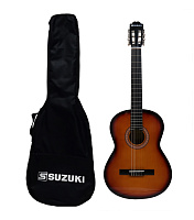 Suzuki SCG-2S+4/4SB классическая гитара с анкером, размер 4/4, нейлоновые струны, чехол в комплекте, цвет санберст