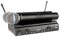PROAUDIO DWS-204HT*  Радиосистема с двумя ручными микрофонами, фиксированная частота, VHF 170-270 МГц, питание 2 x AA, пластиковый кейс