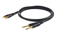 Proel CHLP310LU3 кабель 2 х 6.3 мм джек моно  2 х RCA male, длина 3 метра