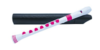 NUVO Recorder+ White/Pink with hard case блокфлейта сопрано, строй С, немецкая система, накладка на клапаны, материал АБС пластик, цвет белый/розовый
