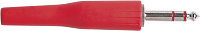 Proel S305RD Разъем стерео "джек 1/4", держатель под кабель O7.5мм. Корпус: мягкий пластик, цвет: красный